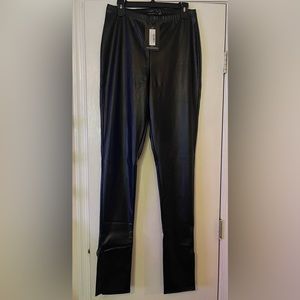 PLT Black PU Faux Leather Trousers, Size 12